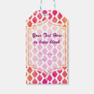 Etiquetas Para Regalos Favor personalizado moderno marroquí rosa y naranj