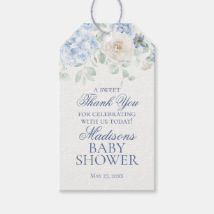Etiquetas Para Regalos Favoritos para Baby Shower de Bebé Floral Azul en 