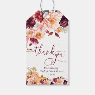 Etiquetas Para Regalos Faye Borgoña Otoño Floral Agradecimiento Despedida