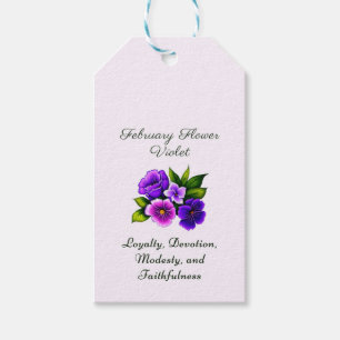 Etiquetas Para Regalos Febrero Mes de Nacimiento Flor Violeta Delicada Fl