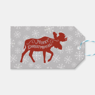 Etiquetas Para Regalos Felices alces y copos de nieve de Christmoose