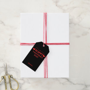 Etiquetas Para Regalos Felices corazones rojos del Día de San Valentín en
