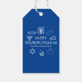 Etiquetas Para Regalos Felices favores de Thanksgivukkah Día de Acción de
