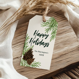 Etiquetas Para Regalos Felices Fiestas Acuarela Pine Ivory Navidades