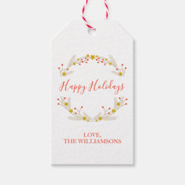 Etiquetas Para Regalos Felices fiestas botánicas Navidades Wreath