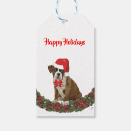 Etiquetas Para Regalos Felices Fiestas Doggy Funny Whimsical Tree Red