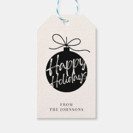 Etiquetas Para Regalos Felices Fiestas | Familia Personalizable Negro y C