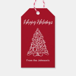 Etiquetas Para Regalos Felices fiestas florecientes árbol de Navidad