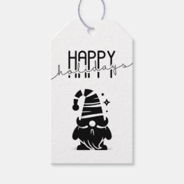 Etiquetas Para Regalos Felices Fiestas Gnomo Chic Grunge Negro & Blanco
