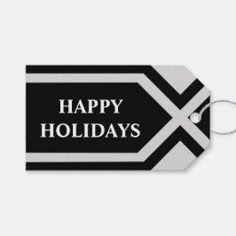 Etiquetas Para Regalos Felices Fiestas Moderno Geométrico Negro Gris Pers