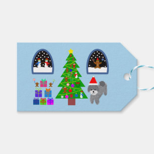 Etiquetas Para Regalos Felices Fiestas Navidades de Gray Poodle #4-2 Etiq
