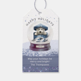 Etiquetas Para Regalos Felices fiestas Navidades Nieve Globe Cute Dog