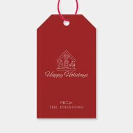 Etiquetas Para Regalos Felices Fiestas | Rojo y Blanco Personalizable Fam