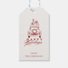 Etiquetas Para Regalos Felices Fiestas | Rojo Y Blanco Personalizable Fam