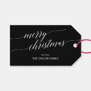 Etiquetas Para Regalos Felices Navidad de la caligrafía oscura elegante