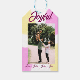 Etiquetas Para Regalos Felices vacaciones de color amarillo rosa foto fam