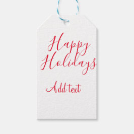 Etiquetas Para Regalos Felices vacaciones Navidades caligrafía roja simpl