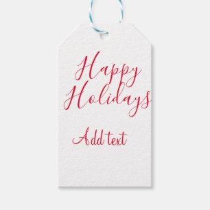 Etiquetas Para Regalos Felices vacaciones Navidades caligrafía roja simpl