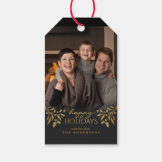 Etiquetas Para Regalos Felices vacaciones Navidades de Relieve metalizado