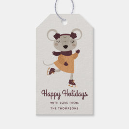 Etiquetas Para Regalos Felices vacaciones Patinaje sobre hielo Personaliz