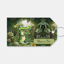 Etiquetas Para Regalos Felices y salvajes árboles de selva de cocodrilos
