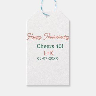 Etiquetas Para Regalos Felicidades 40 aniversario feliz naranja verde nom