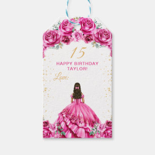 Etiquetas Para Regalos Felicidades a la Princesa Rosa Brillante Quinceañe