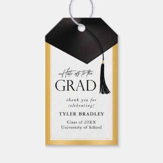 Etiquetas Para Regalos Felicidades al Graduado Negro y Dorado para Hombre