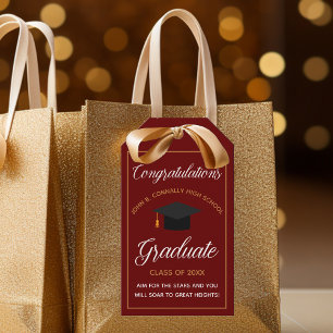Etiquetas Para Regalos Felicidades Graduado Rojo Dorado Graduación 2023