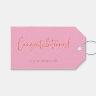 Etiquetas Para Regalos Felicitaciones personalizadas minimalistas en rosa