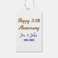 Feliz 30° aniversario de boda de oro azul real