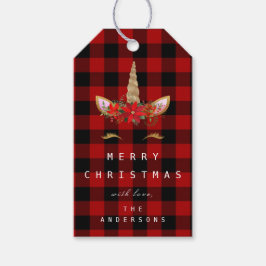 Etiquetas Para Regalos Feliz A Navidad Regalo Unicornio De Oro Rojo