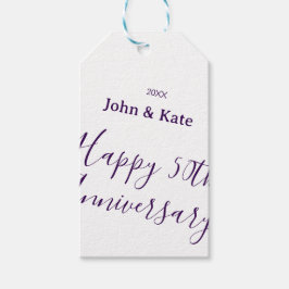 Etiquetas Para Regalos Feliz aniversario 50 nombre año simple púrpura