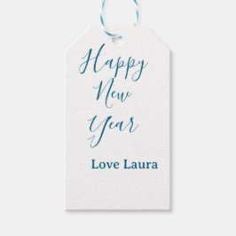 Etiquetas Para Regalos Feliz año nuevo añádase nombre amor azul simple mí