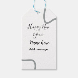 Etiquetas Para Regalos Feliz año nuevo mensaje nombre gris simple festivo