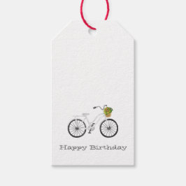 Etiquetas Para Regalos FELIZ BICICLETA DE CUMPLEAÑOS FLORES Divertido
