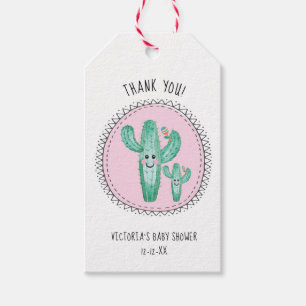 Etiquetas Para Regalos Feliz Cactus Momma and Baby con maraca rattle