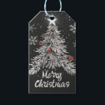 Etiquetas Para Regalos Feliz Chalkboard Rustic Home Decoración<br><div class="desc">Añada un toque festivo a sus regalos de vacaciones con esta hermosa etiqueta de regalo "Feliz Navidad". Con un elegante árbol de Navidad adornado con ornamentos rojos y rodeado de delicados copos de nieve, esta etiqueta es perfecta para etiquetar regalos con encanto de temporada. Haz que tu regalo sea extra...</div>
