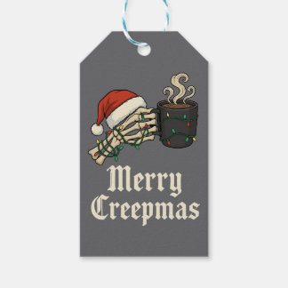 Etiquetas Para Regalos Feliz Creepmas Esqueleto Con Café