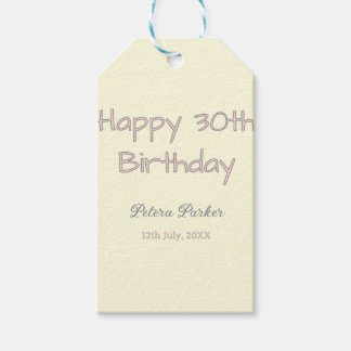 Etiquetas Para Regalos feliz cumpleaños 30 rosa amarillo gris nombre en p