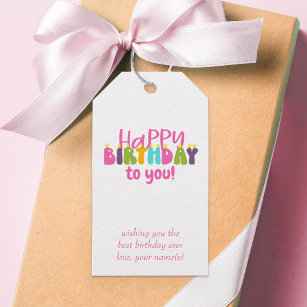 Etiquetas Para Regalos Feliz cumpleaños a tu colorida vela personalizada