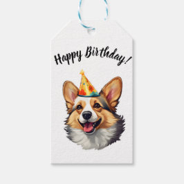 Etiquetas Para Regalos Feliz cumpleaños cono Corgi