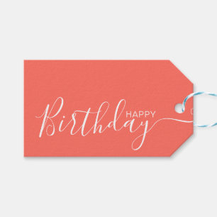 Etiquetas Para Regalos Feliz cumpleaños Coral White Modern