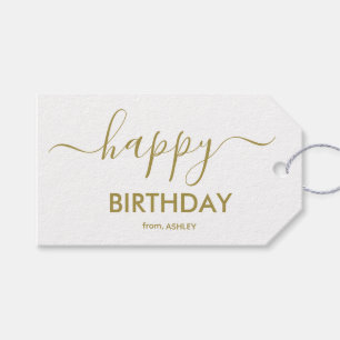 Etiquetas Para Regalos Feliz Cumpleaños en Tipografía Script Casual de Or