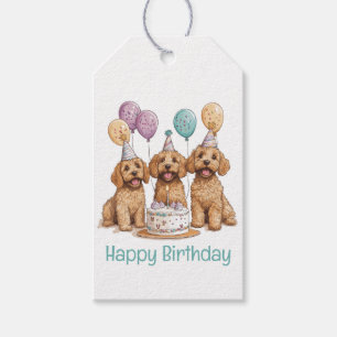 Etiquetas Para Regalos Feliz cumpleaños Goldendoodle Dogs Pastel de cumpl
