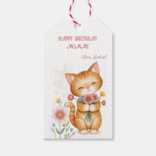 Etiquetas Para Regalos Feliz cumpleaños mamá gatito