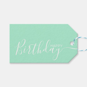 Etiquetas Para Regalos Feliz Cumpleaños Mint White Modern