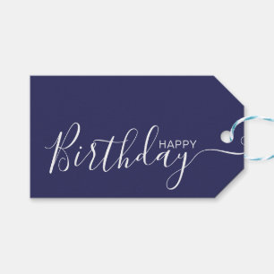 Etiquetas Para Regalos Feliz cumpleaños Navy Blue White Modern