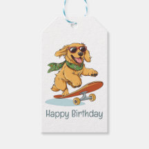 Feliz Cumpleaños Perro Retriever Dorado Patinando