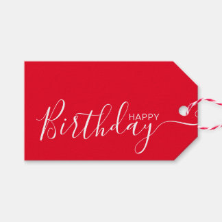 Etiquetas Para Regalos Feliz cumpleaños Red White Moderno